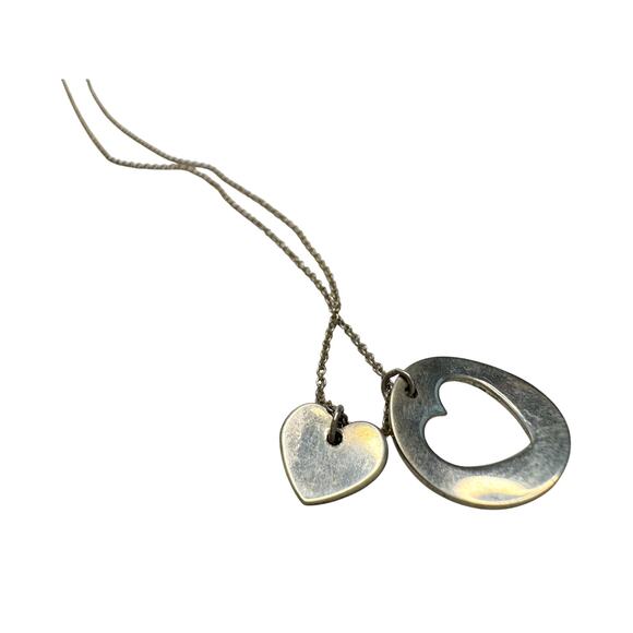 Tiffany & Co. 2 Heart Necklace - Stencil Heart Pendant with Cutout Heart - Picture 12 of 16